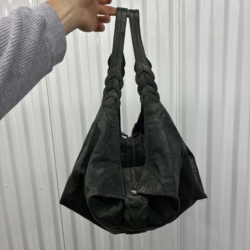 Vintage Junior Drake Y2K Leather Studded Shoulder Bag Purse Green Hobo